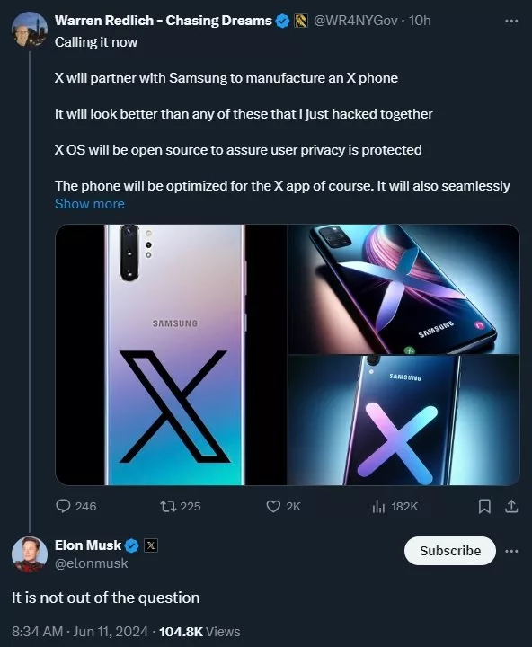 جواب ایلان ماسک به ایده تشکیل گوشی با سامسونگ: احتمالش را رد نمی‌کنم_راسخ