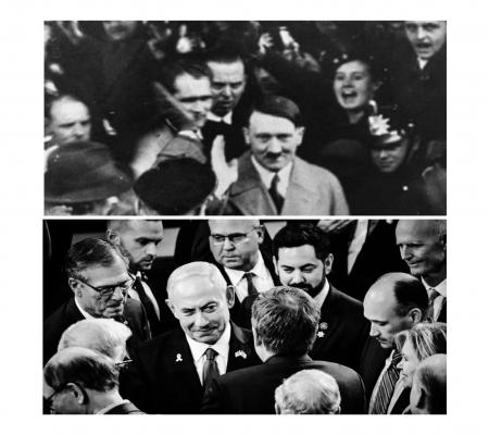 عکس معنادار از سخنرانی نتانیاهو در کنار یک عکس تاریخی_راسخ