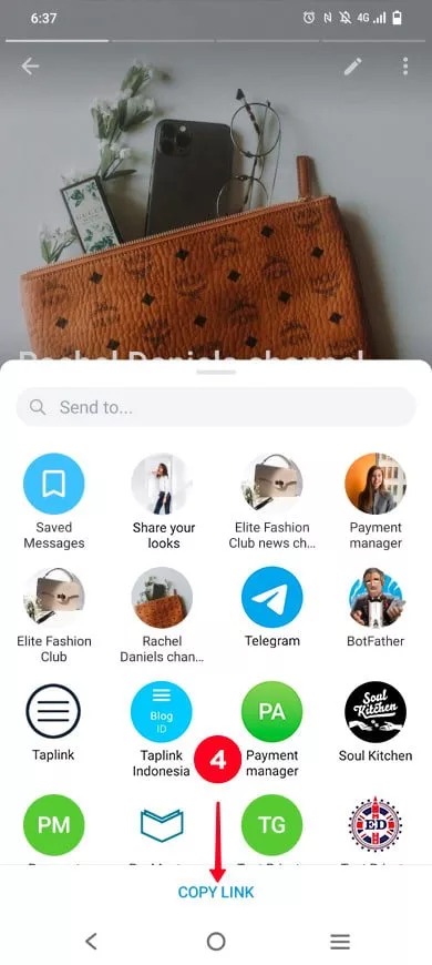 کپی کردن لینک کانال تلگرام